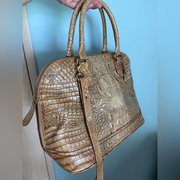BRAHMIN Vivian Dome Bag Light Almond Color Purse Top Handles & Shoulder Strap - Picture 3 of 16